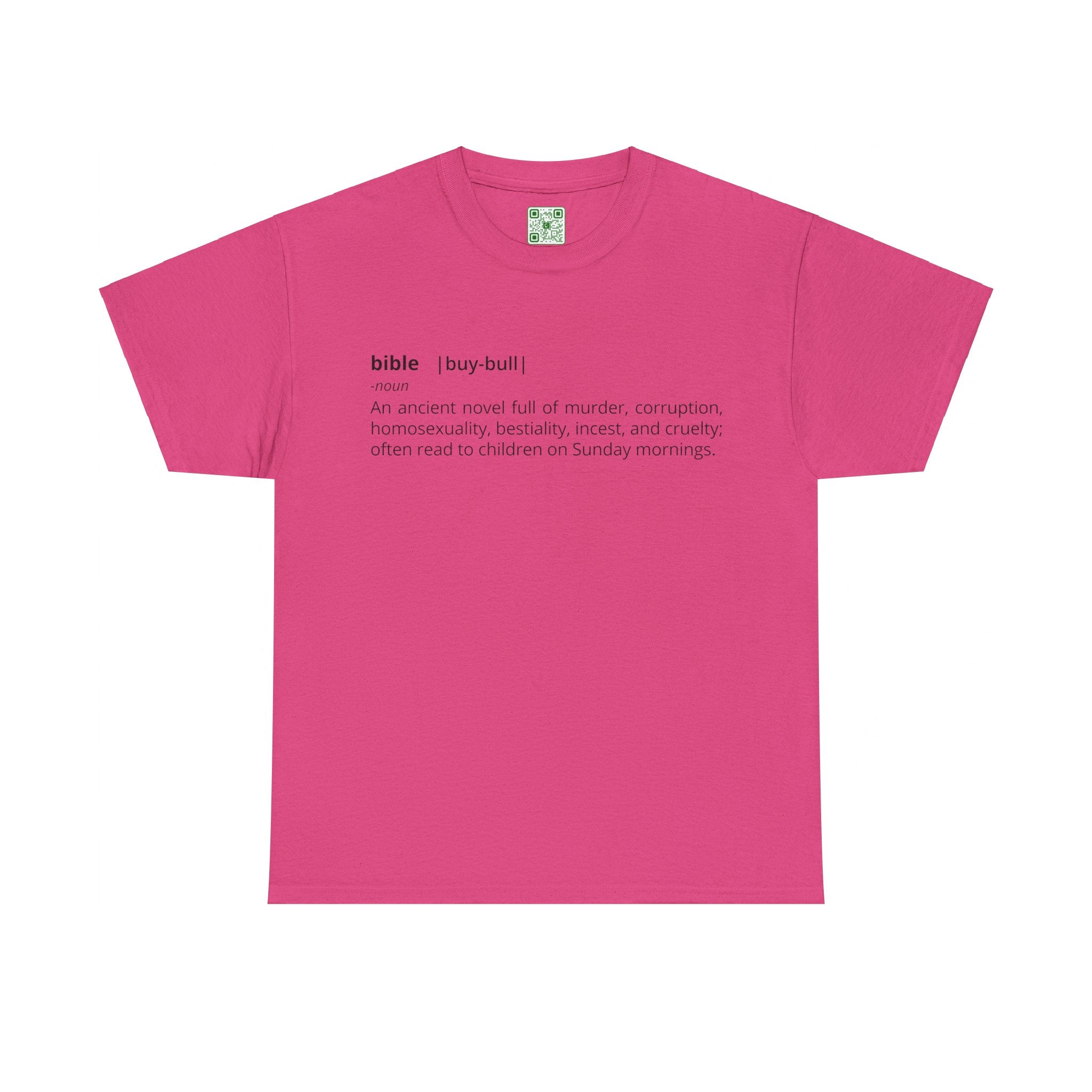 Load image into Gallery viewer, "Bible - An ancient novel full of murder, corruption, homosexuality, bestiality, incest and cruelty; often read to children on Sunday mornings." - Unisex Heavy Cotton Tee