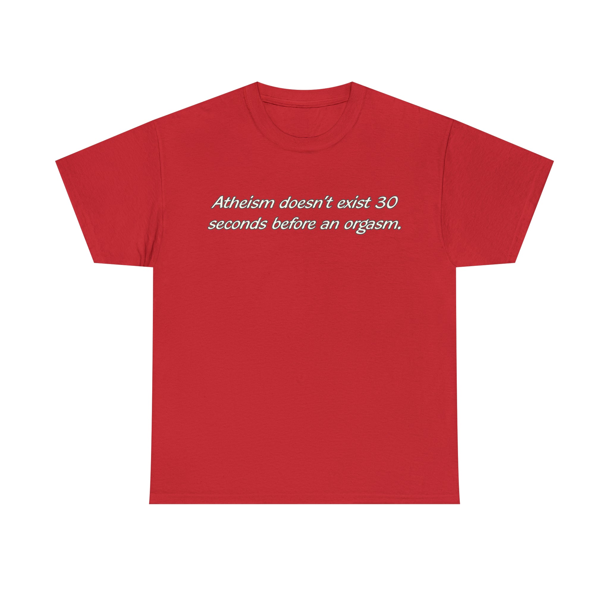 Load image into Gallery viewer, "Atheism doesn't exist 30 seconds before an orgasm." - Unisex Heavy Cotton Tee