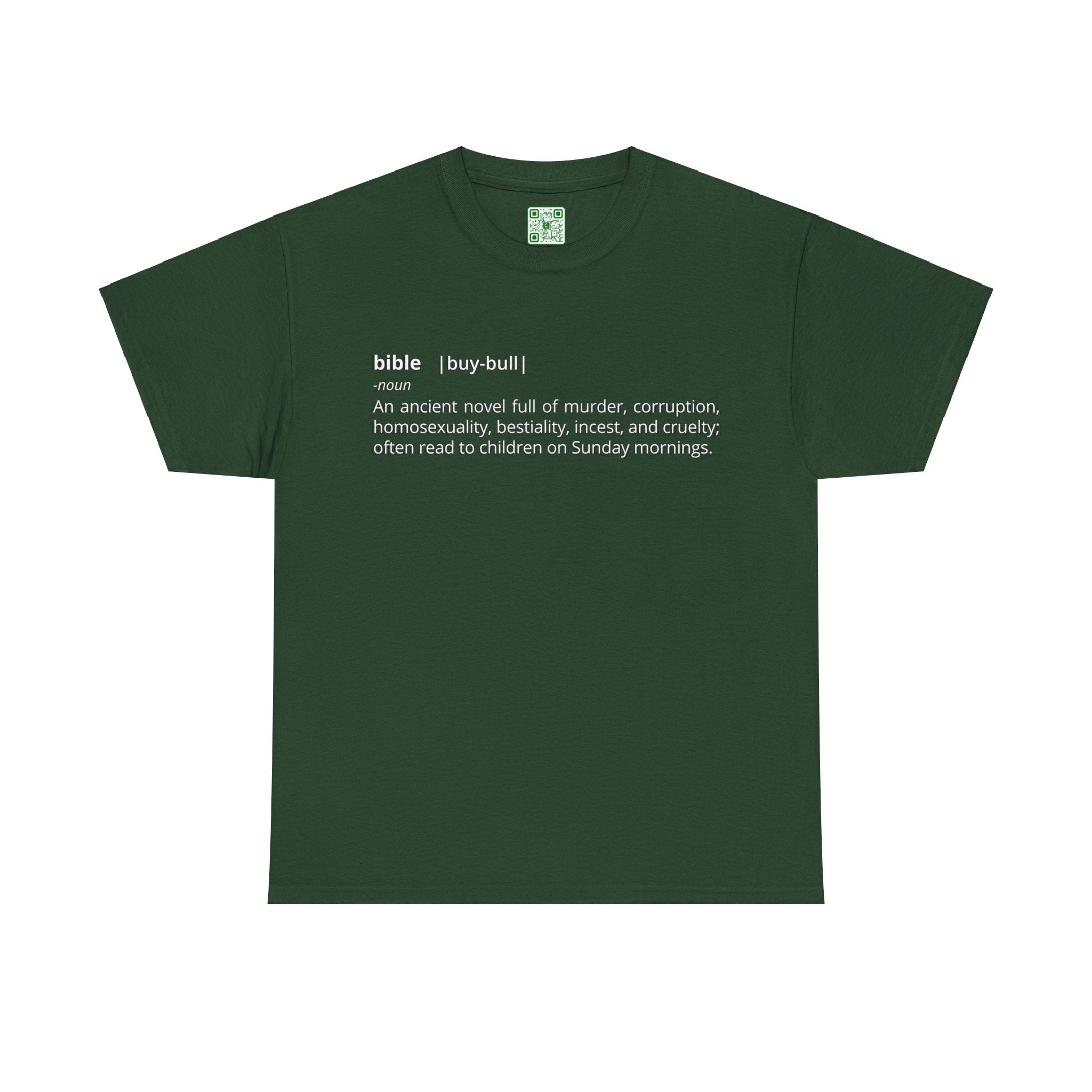 Load image into Gallery viewer, "Bible - An ancient novel full of murder, corruption, homosexuality, bestiality, incest and cruelty; often read to children on Sunday mornings." - Unisex Heavy Cotton Tee