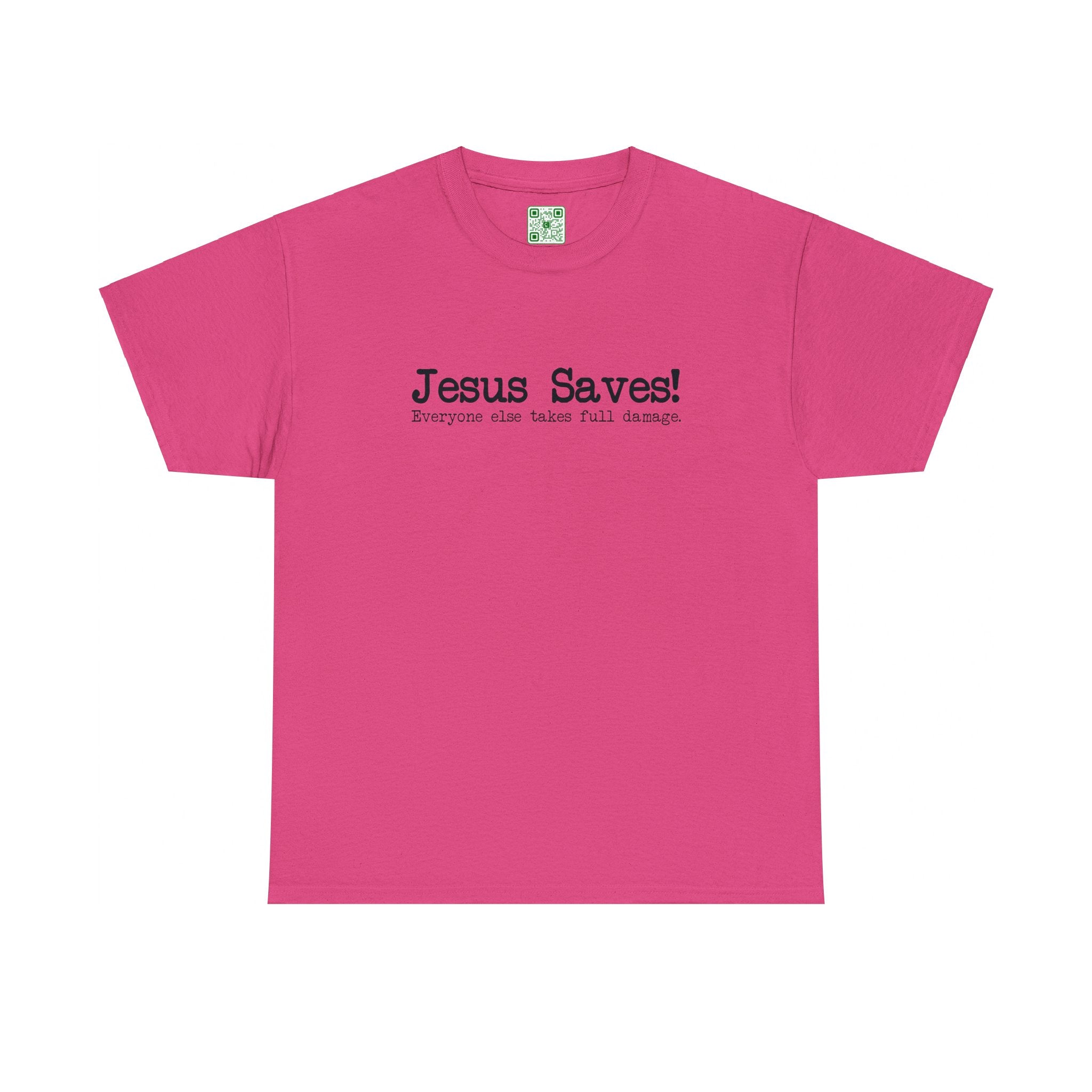Load image into Gallery viewer, "Jesus Saves! Everyone Else Takes Full Damage" - Unisex Heavy Cotton Tee