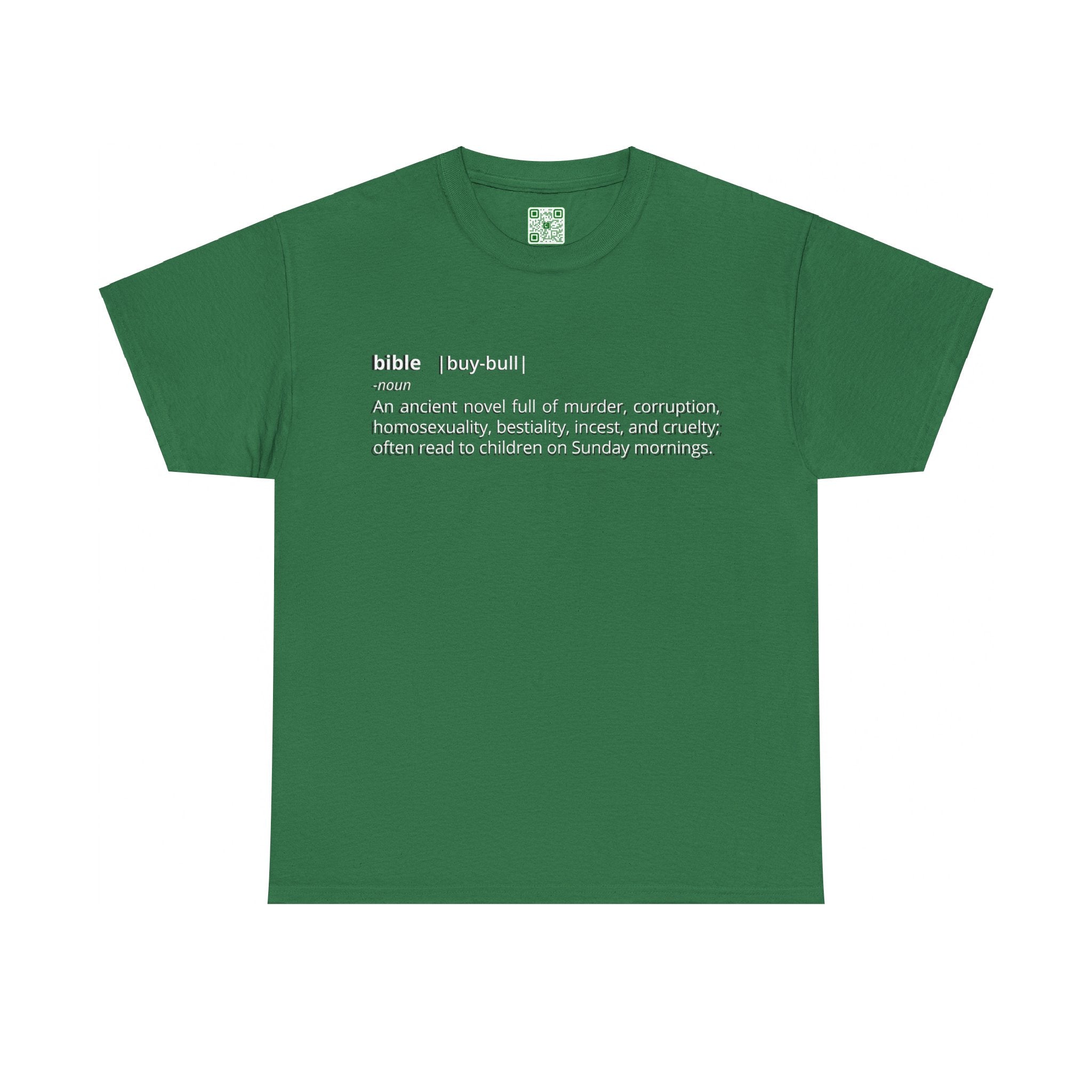 Load image into Gallery viewer, &quot;Bible - An ancient novel full of murder, corruption, homosexuality, bestiality, incest and cruelty; often read to children on Sunday mornings.&quot; - Unisex Heavy Cotton Tee
