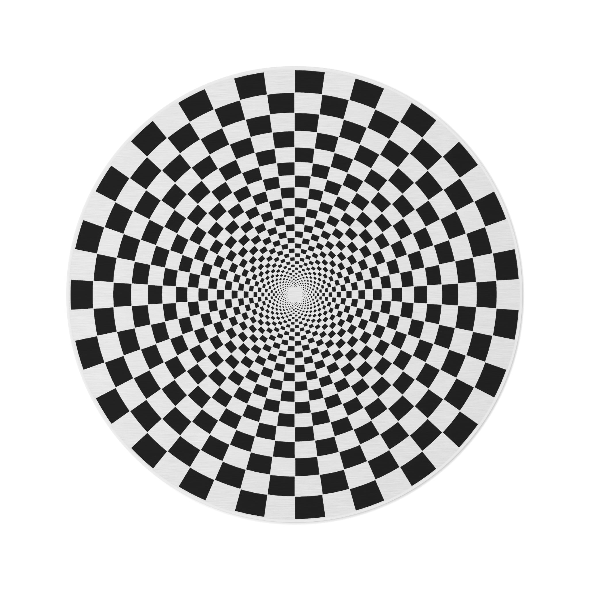 Load image into Gallery viewer, Checkered Hole Optical Illusion 60&quot; Diameter Rug - Black on White
