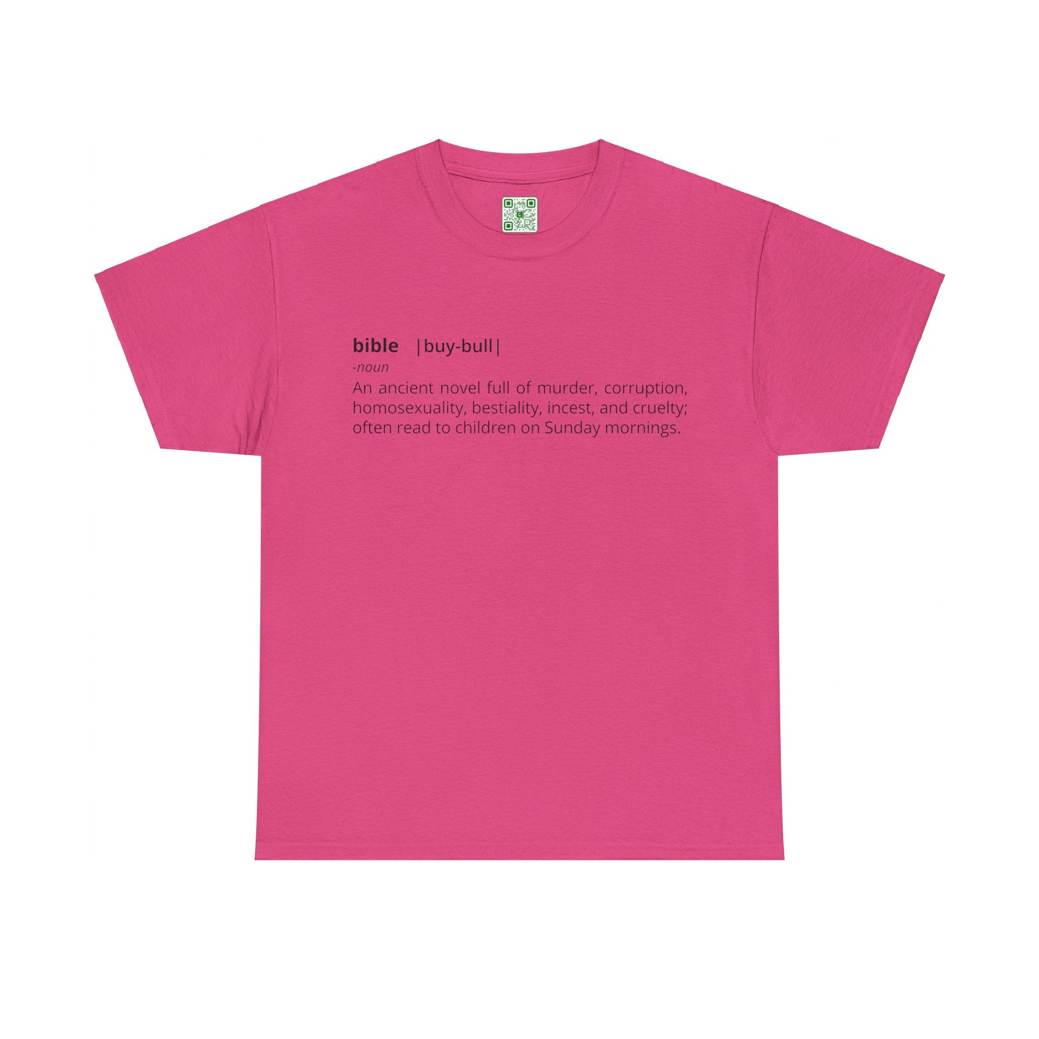 Load image into Gallery viewer, &quot;Bible - An ancient novel full of murder, corruption, homosexuality, bestiality, incest and cruelty; often read to children on Sunday mornings.&quot; - Unisex Heavy Cotton Tee
